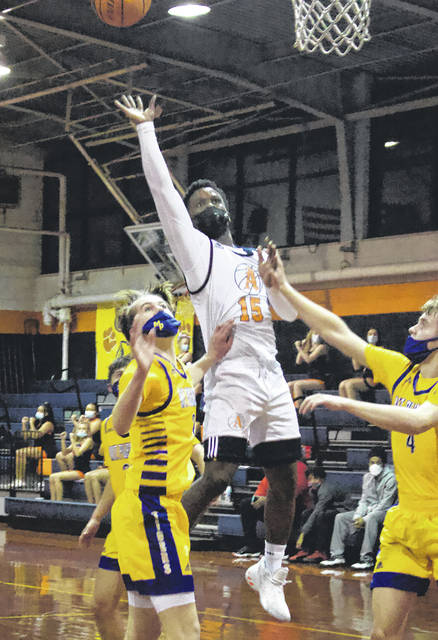 
			
				                                Senior Shamond Ingram scores 11 points during the Bearcats home opener win against Mt. Pleasant on Jan. 15.
                                 Liz O’Connell | Anson Record

			
		