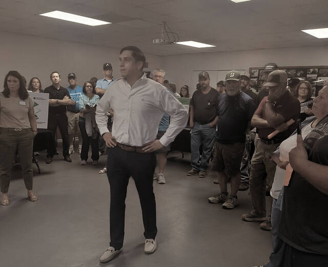 131555018_web1_Herrera_cmyk
Vanguard Renewables Government Relations Manager Andre Herrera faced a tough crowd at Thursdays meet-and-greet in Ansonville.